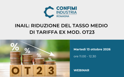 INAIL: RIDUZIONE TASSO MEDIO DI TARIFFA EX MOD. OT23
